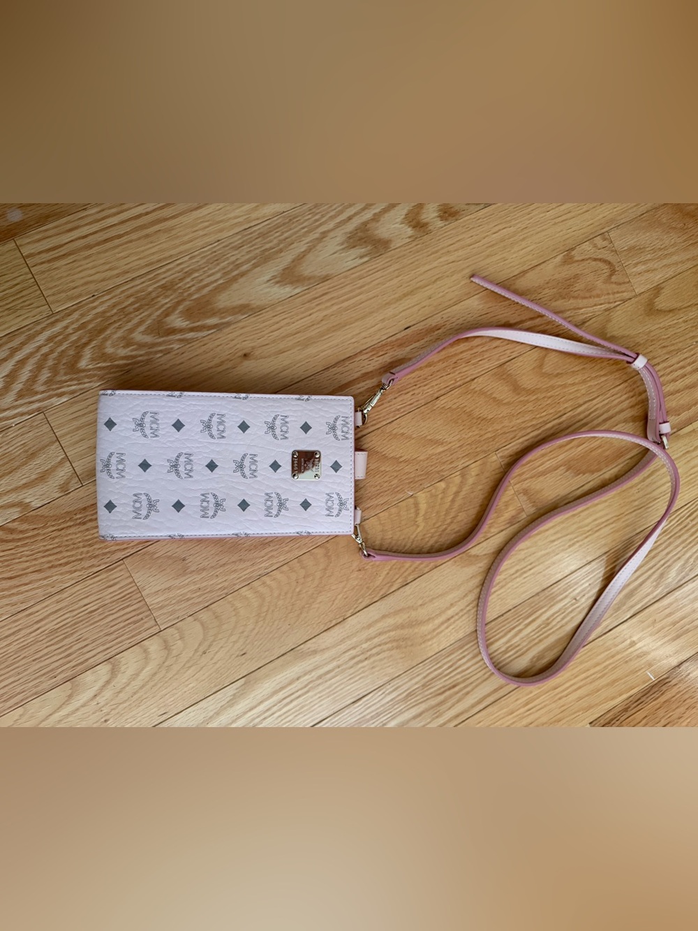 MCM Light Pink Logo Crossbody Wallet
